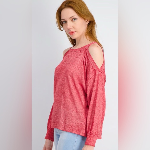 FREE PEOPLE WE THE FREE CHILL OUT LONG SLEEVE TEE IN RED SIZE SMALL - Picture 5 of 10